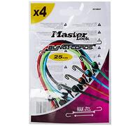 MASTER LOCK Cuerdas elásticas con Ganchos [Paquete de 4 Tensores] [25 cm Cuerda] [Gancho Invertido] [Color Al Azar] 3018EURDAT - Ideal para Sujetar Cargas Pequeñas, Camping, Mudanzas
