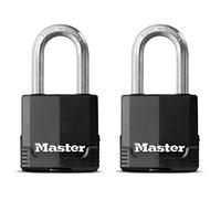 MASTER LOCK Candado Alta Seguridad [Llaves] [Acero Laminado y Antióxido] [Exterior] [Arco M] [Lote de 2] M115EURTLF - Ideal para Portales, Garages, Sótanos