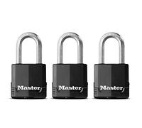 Master Lock M115EURTRILF Candado Seguridad Llaves Acero Laminado y Antióxido Exterior, Arco Medium + Estanco, Adecuado para Portales, Garages, Sótanos, Set de 3 Piezas