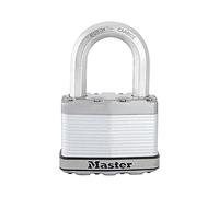 Master Lock - M115XQLFCCSEN - Candado de acero laminado modelo Magnum, paquete de 4 unidades de 4,76 cm de ancho, 0,79 cm de diámetro y 3,81 cm de espacio en el grillete.