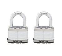 Master Lock - M115XQLFCCSEN - Candado de acero laminado modelo Magnum, paquete de 4 unidades de 4,76 cm de ancho, 0,79 cm de diámetro y 3,81 cm de espacio en el grillete.