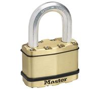 Master Lock M15BEURDLF Candado Seguridad Llaves Acero Laminado y Acabado en Latón Exterior, Arco Medium + Estanco, Adecuado para Portales, Garages, Sótanos, 64 mm