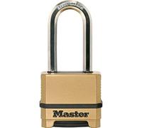 Master Lock M175EURDLH Candado Alta Seguridad, Combinacion, Zinc, Exterior, Arco Largo, Adecuado para Portales, Garages, Sótanos