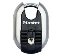 Master Lock M187EURD Candado Redondo Alta Seguridad, Llave, XL, Acero Inoxidable, Exterior, Adecuado para Portales, Garages, Sótanos