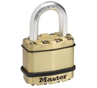 Master Lock M1BEURD Candado Seguridad Llaves Acero Laminado y Acabado en Latón Exterior, Arco Normal, Estanco, Adecuado para Portales, Garages, Sótanos, 45 mm