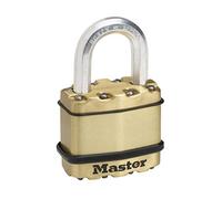 MASTER LOCK Candado Alta Seguridad [Llaves] [Acero Laminado y Acabado en Latón] [Exterior] M1BEURD - Ideal para Portales, Garages, Sótanos