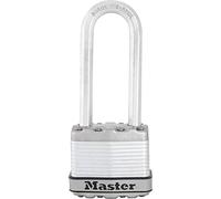Master Lock M1EURDLJ Candado Seguridad Llaves Acero Laminado Exterior, Arco extra Largo, Adecuado para Portales, Garages, Sótanos, 45 mm