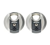 Master Lock M40EURT Candado Redondo Alta Seguridad, Llave, Acero Inoxidable, Exterior, Lote de 2, Adecuado para Portales, Garages, Sótanos