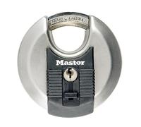 Master Lock M50EURD Candado Redondo Alta Seguridad, Llave, Acero Inoxidable, Exterior, Adecuado para Portales, Garages, Sótanos