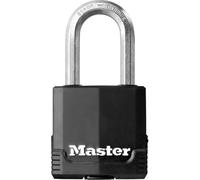 Master Lock M515EURDLH Candado Seguridad Llaves Acero Laminado y Antióxido Exterior, Arco Largo + Estanco + Contra la corrosión, Adecuado para Portales, Garages, Sótanos