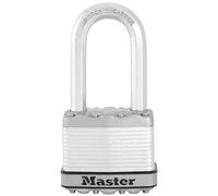 Master Lock M5EURDLH Candado Seguridad Llaves Acero Laminado Exterior, Arco Largo, Adecuado para Portales, Garages, Sótanos, 50 mm