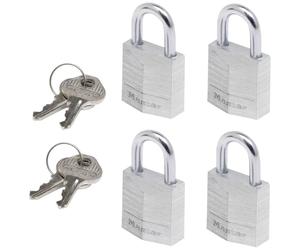 MASTER LOCK Mini Candado, Llave], Lote de 4], Paquete Familiar, 9120EURQNOP adecuado para Maleta, Valija, Taquilla