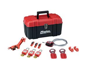 Master Lock S1117ES31KA Caja de Herramientas Pequeña con Surtido de Bloqueos Eléctricos incluso 3 Candado Dieléctrico, 1 Cable, 2 Aldaba de Consignación, 6 Bloqueo de disyuntor