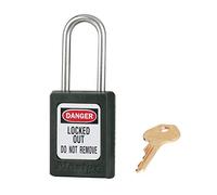 Master Lock S31BLK Candado de Consignación de Termoplástico para Instalaciones Mecánicas, Negro, Arco 3,8 x 1,6 cm