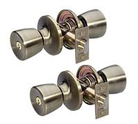 Master Lock TUO0105T Tulip Knob Keyed Entry Door Lock Twin Pack Door Knob, Antique Brass by Master Lock