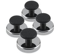 Master Magnetics, HMKR.45X4, Imanes de base redonda con pomo, 3,5 cm de diámetro, 2,5 cm de altura total con pomo de 2,5 cm de diámetro, fuerza de 7 kg, Cromado, 4 unidades