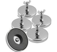 Master Magnetics RB50B2NWX5 - Cierre magnético de base redonda de acero de ferrita y bajo carbono con perno y tuerca de ala, placa cromada, 2 pulgadas de diámetro, altura total de 1.25 pulgadas, 35 libras, plata (paquete de 5)