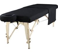 Master Masaje Franela Juego de 3 paños tensores para cama de masaje de algodón, color negro