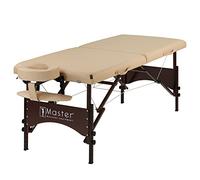Master Massage Argo - Mesa de masaje portátil de 28 pulgadas en color crema con patas de nogal, cama de spa para ejercicio de mesa, yoga, meditación y masaje, cama de belleza, cama de tatuaje, mesa de