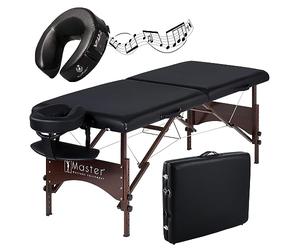Master Massage Banco de Masaje Plegable de Madera, Negro, 71 cm