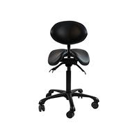 Master Massage Berkeley - Taburete ergonómico con Respaldo Dividido con Dos Opciones de inclinación en Negro con Base de Aluminio Negro, Respaldo Estilo Dividido