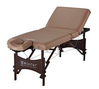 Master Massage Deauville Pro - Camilla de Masaje Plegable (71 cm, Patas de Madera, Bolsa de Transporte), Color marrón Claro