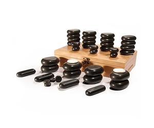 Master Massage Hot Stone - Piedras de masaje (40 unidades, en caja decorativa de bambú)