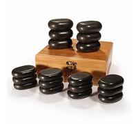 Master Massage Hot Stone - Piedras de masaje en caja decorativa de bambú (18 unidades)