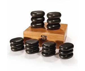 Master Massage Hot Stone - Piedras de masaje en caja decorativa de bambú (18 unidades)