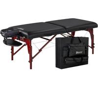 Master Massage - Mesa de Masaje portátil Montclair, Marco Rojo con Vinilo Negro, 79 cm, cojín de Memoria de 7,6 cm, Paquete Completo de Mesa de Masaje