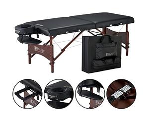 Master Massage Newport - Sofá de masaje portátil de madera más ancha, madera dura, teñida, nogal, negro, 71 cm
