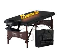 Master Massage Roma II - Mesa de masaje portátil con calefacción térmica de 30 pulgadas, cama de spa con calor ajustable, almohada facial y funda de transporte, color negro