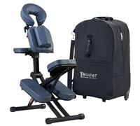 Master Massage Rio Portable Massage Chair Lightweight Strong Deluxe Adjustable Storable with Luggage Silla de Masaje portátil, Nailon Aluminio, Azul Cobalto, estándar