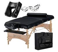 Master Massage Tumbona de Masaje portátil, Plegable, extraancha, de Madera, Cama terapéutica, con cojín Musical, Altavoz Bluetooth, 81 cm
