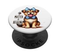 Master of Begging Puppy Arco Azul PopSockets PopGrip Adhesivo