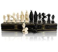 Master of Chess Tablero Ajedrez Madera 42 cm - Hecho a Mano y Grande Portatil Juego de Ajedrez para Niños y Adultos - Adornos y Piezas en Plástico Cromado y Contrapesado