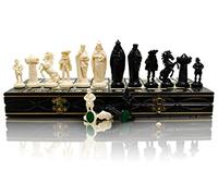 Master of Chess Tablero Ajedrez Madera 42 cm - Hecho a Mano y Grande Portatil Juego de Ajedrez para Niños y Adultos - Adornos y Piezas en Plástico Cromado y Contrapesado