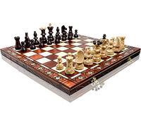 Master of Chess Tablero Ajedrez Madera con Piezas “Ambasciatore DE Lux” 54cm - Hecho a Mano y Portatil Grande Juego de Ajedrez para Niños y Adultos