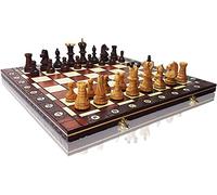 Master of Chess Tablero Ajedrez Madera “Great Ambassador” 54 cm - Hecho a Mano y Grande Portatil Juego de Ajedrez para Niños y Adultos - Adornos Quemados