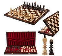 Master of Chess Tablero Ajedrez Madera “Salvator” 60 cm - Tallado Hecho a Mano y Grande Portatil Juego de Ajedrez para Niños y Adultos