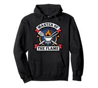 Master of The BBQ Flame Funny Dad Grilling Crest Cookout Sudadera con Capucha