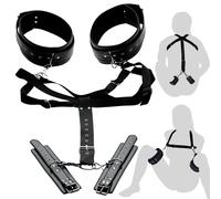 Master Series Acquire Easy Acceso Muslo Arnés Con Muñeca Puños, Negro (AE801)