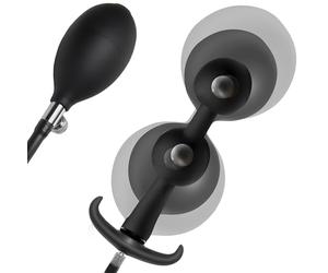 MASTER SERIES Ass Rattler - Tapón anal inflable de silicona con peso para hombres, mujeres y parejas, 2 bolas pesadas en el interior, se mantiene inflado, fácil bombeo, válvula de liberación rápida