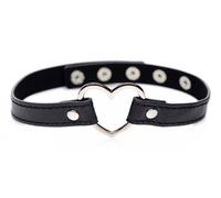MASTER SERIES Xr Brands AG249-BLACK Gargantilla Negra de Corazón Oscuro Corazón Cromado, Negro, Talla única