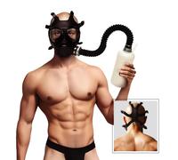 Master Series XR Brands - Máscara de Gas Inhaladora con Botella - Negra y Blanca