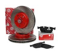 MASTER-SPORT Kit de Discos de Freno y Pastillas - Discos de Freno Eje delantero 332 ventilado - Pastillas de Freno Compatible con BMW X3 E83 con chapa antichirrido
