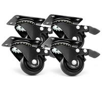 Master U-Power Ruedas para Muebles o Armarios Rack, Con Freno + Tornillos, 50 mm Hasta 280 kg, 4 Ruedas de Alta Resistencia, Ruedas Giratorias, Negro