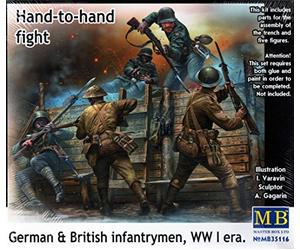 Masterbox "Hand to Hand Fight/German and British Infantrymen/WWI Kit de construcción, Lucha Mano a Mano, Escala 1:35 (Gris)