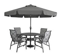 MasterCanopy Sombrilla inclinable de 270 cm con hermoso cenefa, 8 varillas y manivela, para patio, jardín, patio, mercado, color gris oscuro
