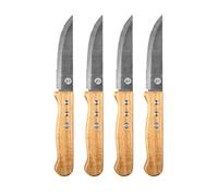 MasterChef Cuchillos Carne, Sierra, Cuchillo de Mesa, con Asas Maderas, Lamas de Acero Inoxidable, Apta para Lavavajillas, 4 Piezas, 24.5cm, Grande